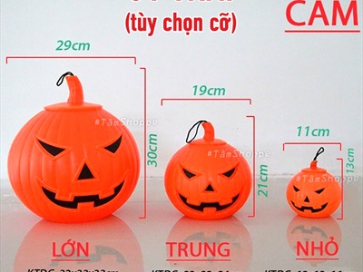 Quả bí ngô Halloween nhựa cứng cam đen nhiều cỡ TRAI-BINGO-02